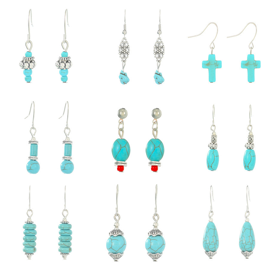 Wholesale Turquoise Vintage Pendant Bohemian Earrings